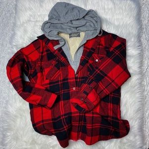 Hooded flannel zip up